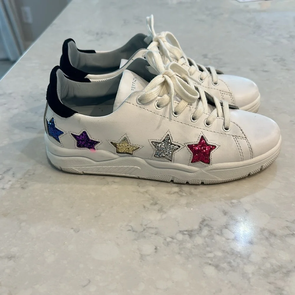 CHIARA FERRAGNI White Low Glitter Women Sneakers Multi Stars Made Italy  Size 38